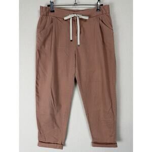 Old Navy Women's Casual Pants Sz 2 Elastic Waist Draw String Ankle Cotton Brown